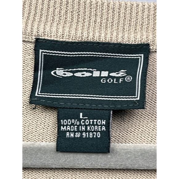Bolle Golf Pullover Sweater Vest Mens Large Tan‎ Black Embroidered Cable - Picture 4 of 7